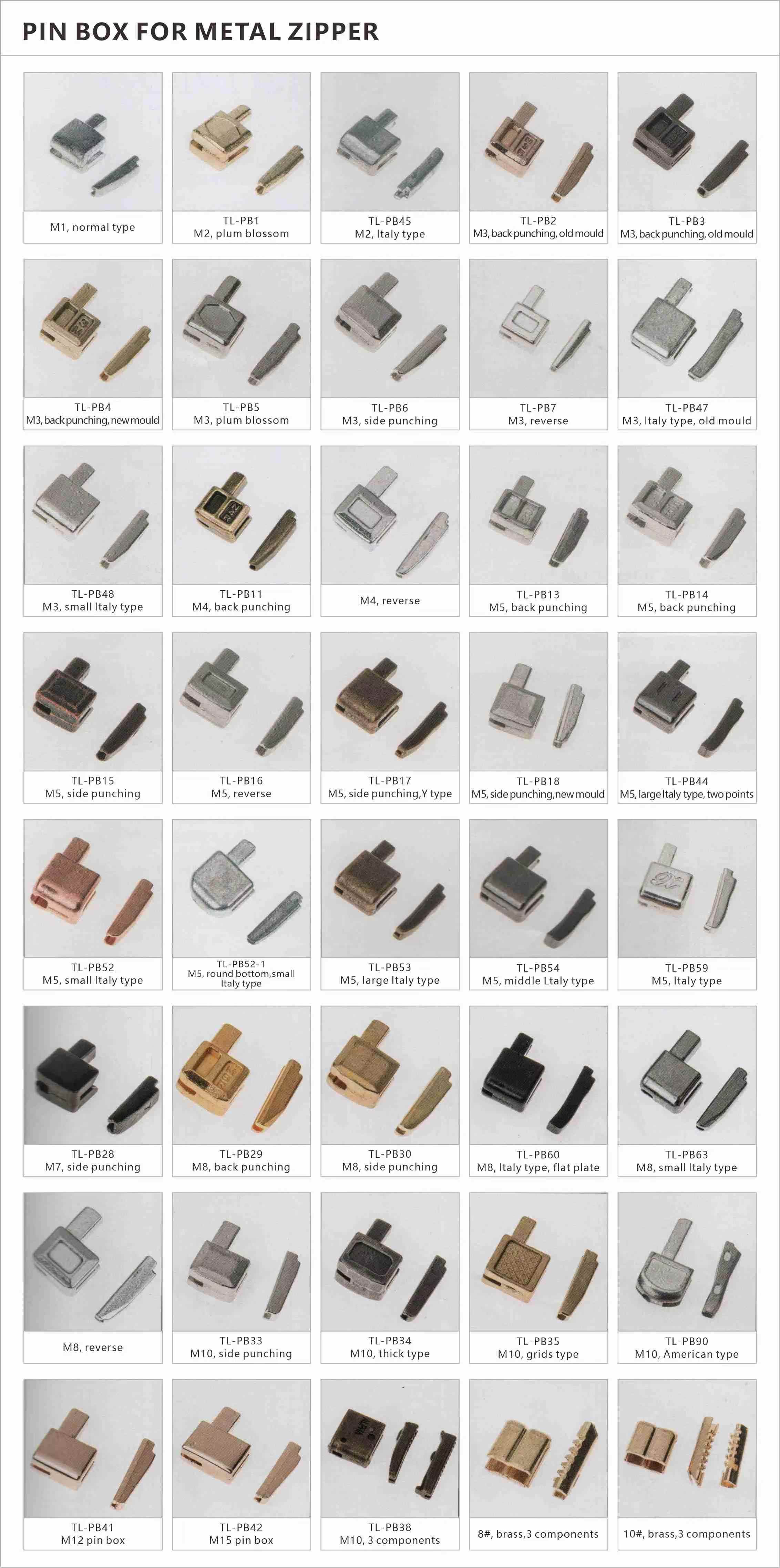 Pin Box For Metal Zipper